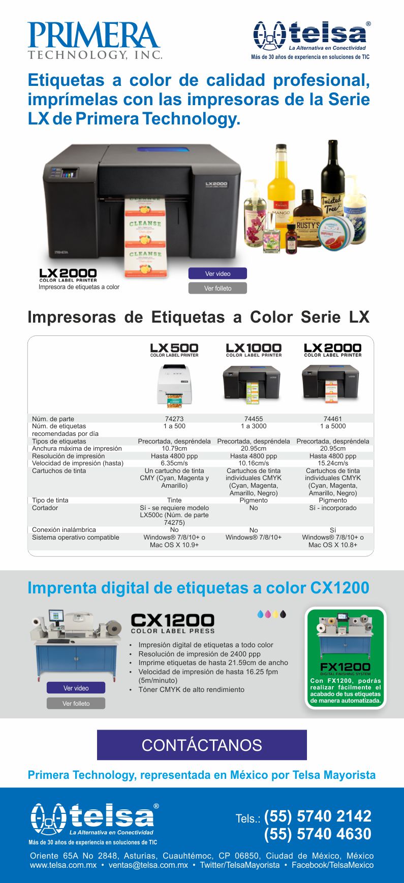Etiquetas a color de calidad profesional, imprímelas con las impresoras de la Serie LX de Primera Technology