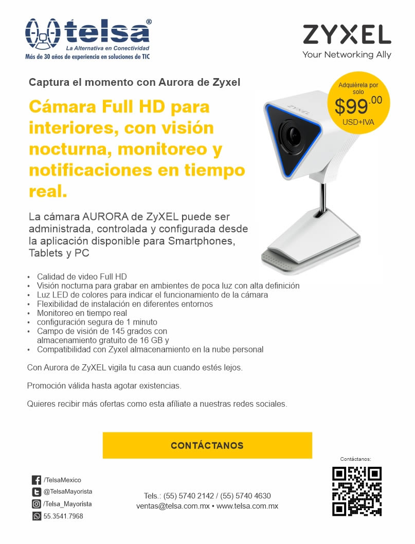ZyXEL Cámara Full HD Aurora para Interiores, ¡Contáctanos!